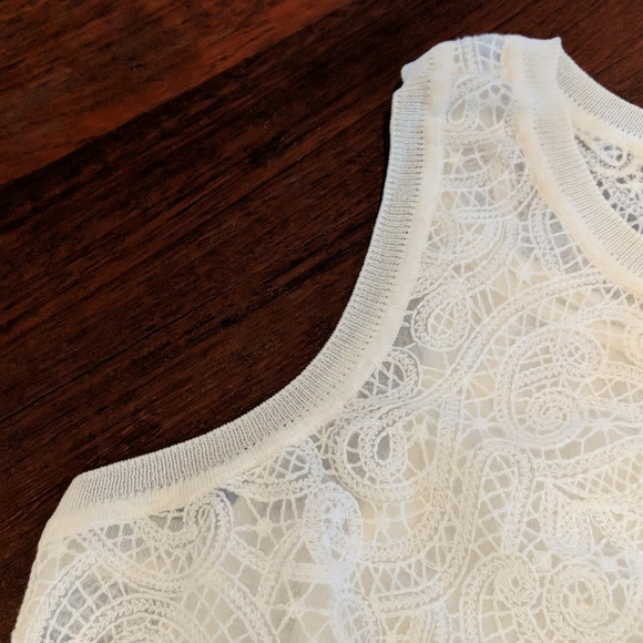 Lace racerback cream Catherine Malandrino top - Picture 4 of 7